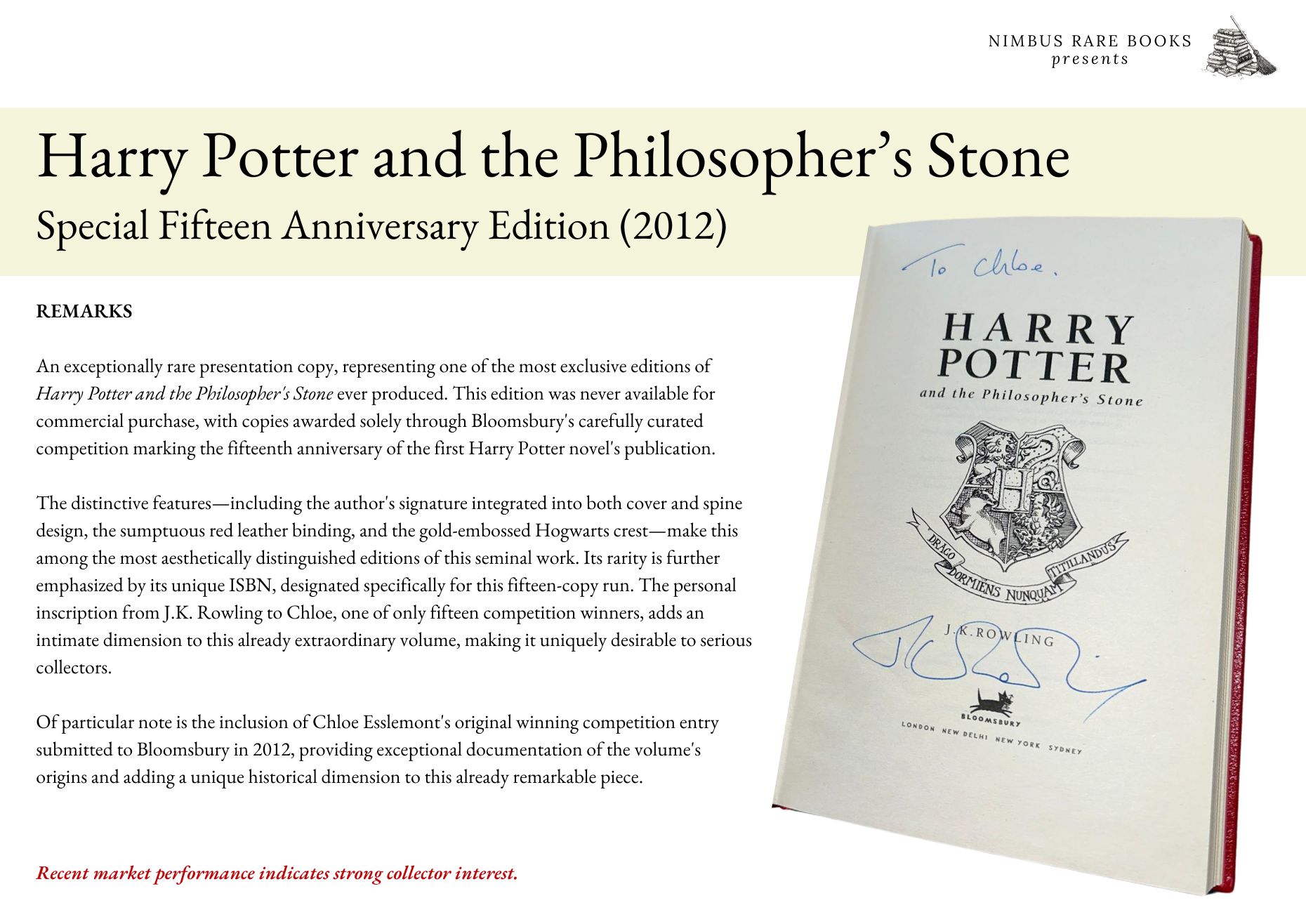 Harry Potter and the Philosopher's Stone — Special fifteen aniversary edition, 2012